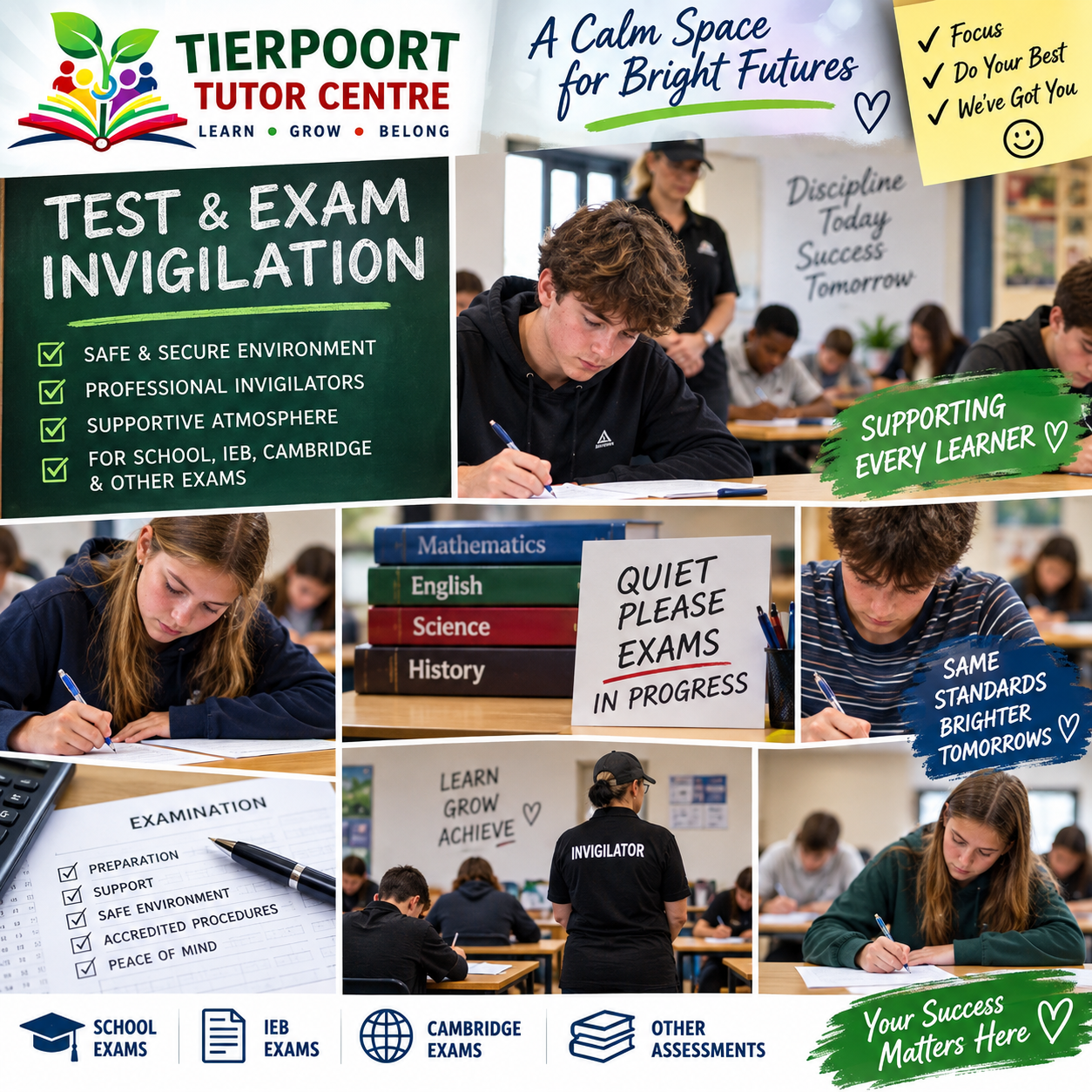 Exam invigilation service at Tierpoort Tutor Centre
